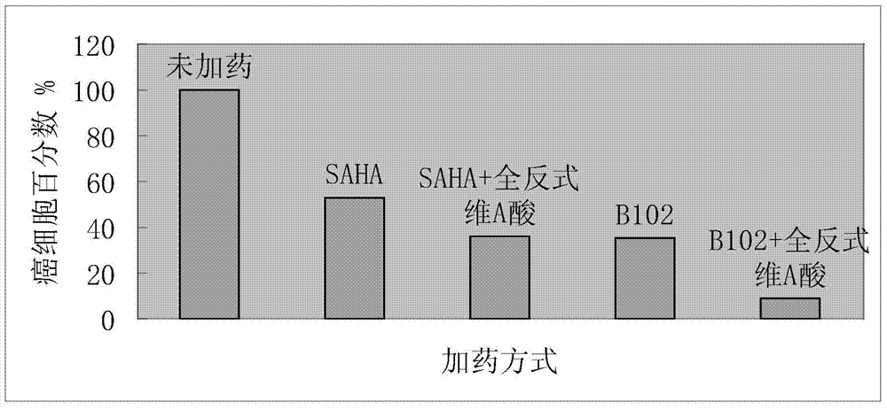 Pharmaceutical composition composed of hydroxamic acid compounds and vitamin A compounds and application thereof