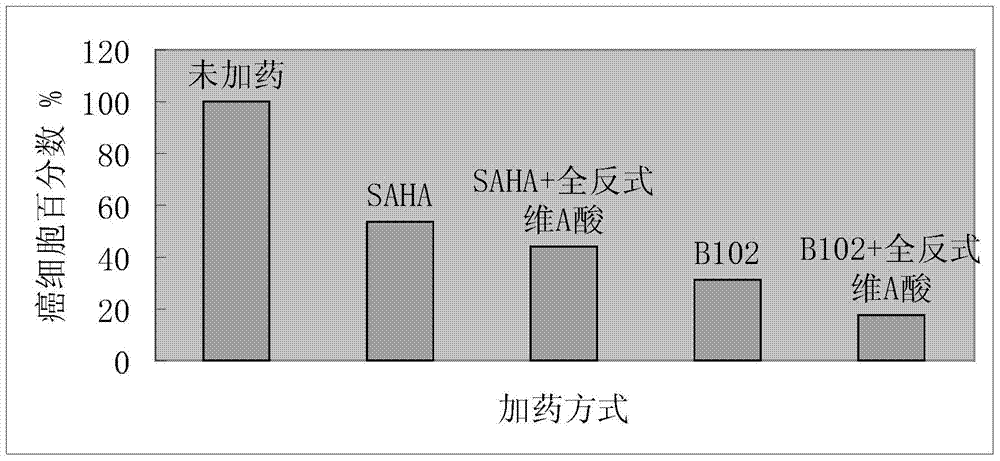 Pharmaceutical composition composed of hydroxamic acid compounds and vitamin A compounds and application thereof