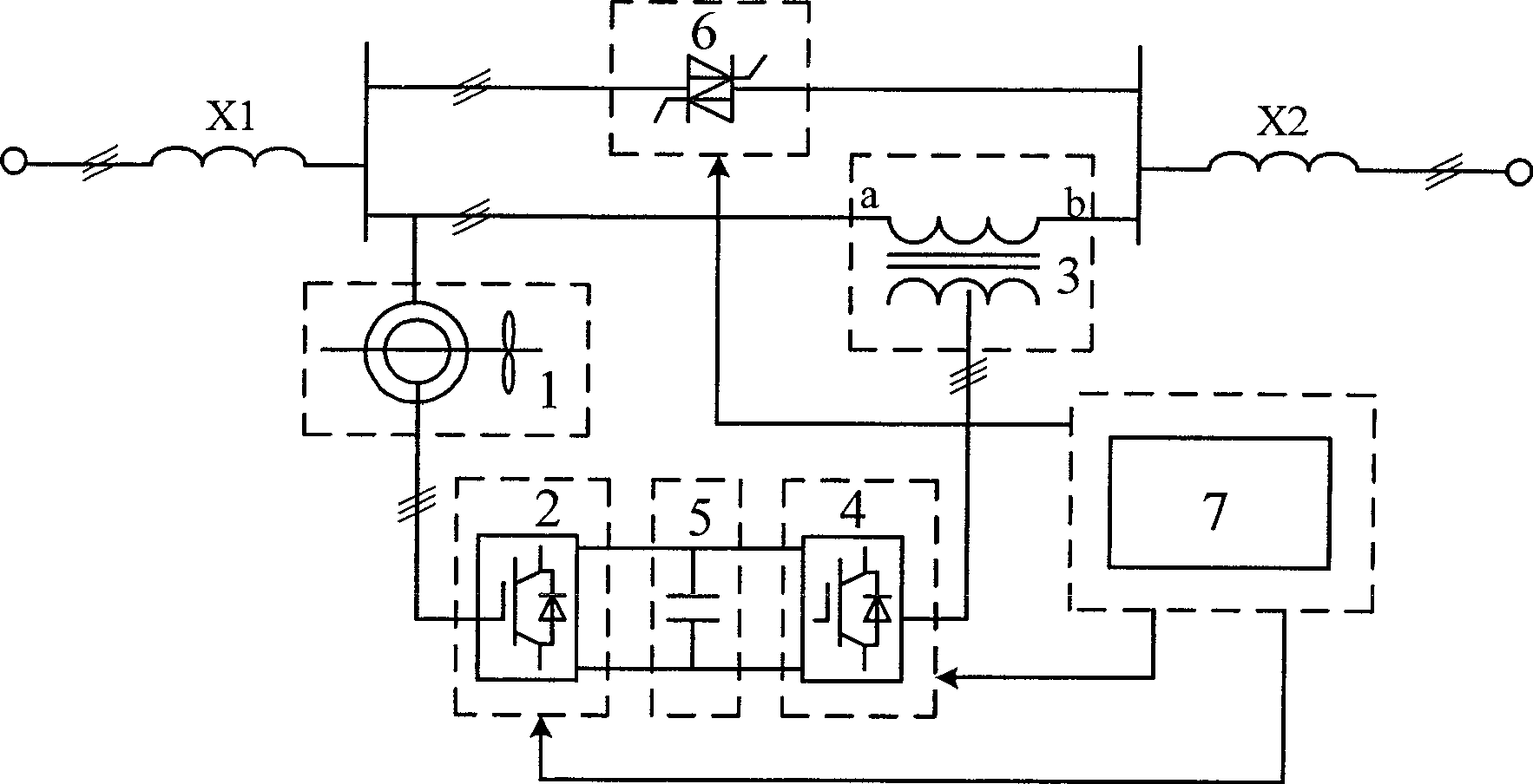 Flexible AC double-feed type wind generating and transmitting system