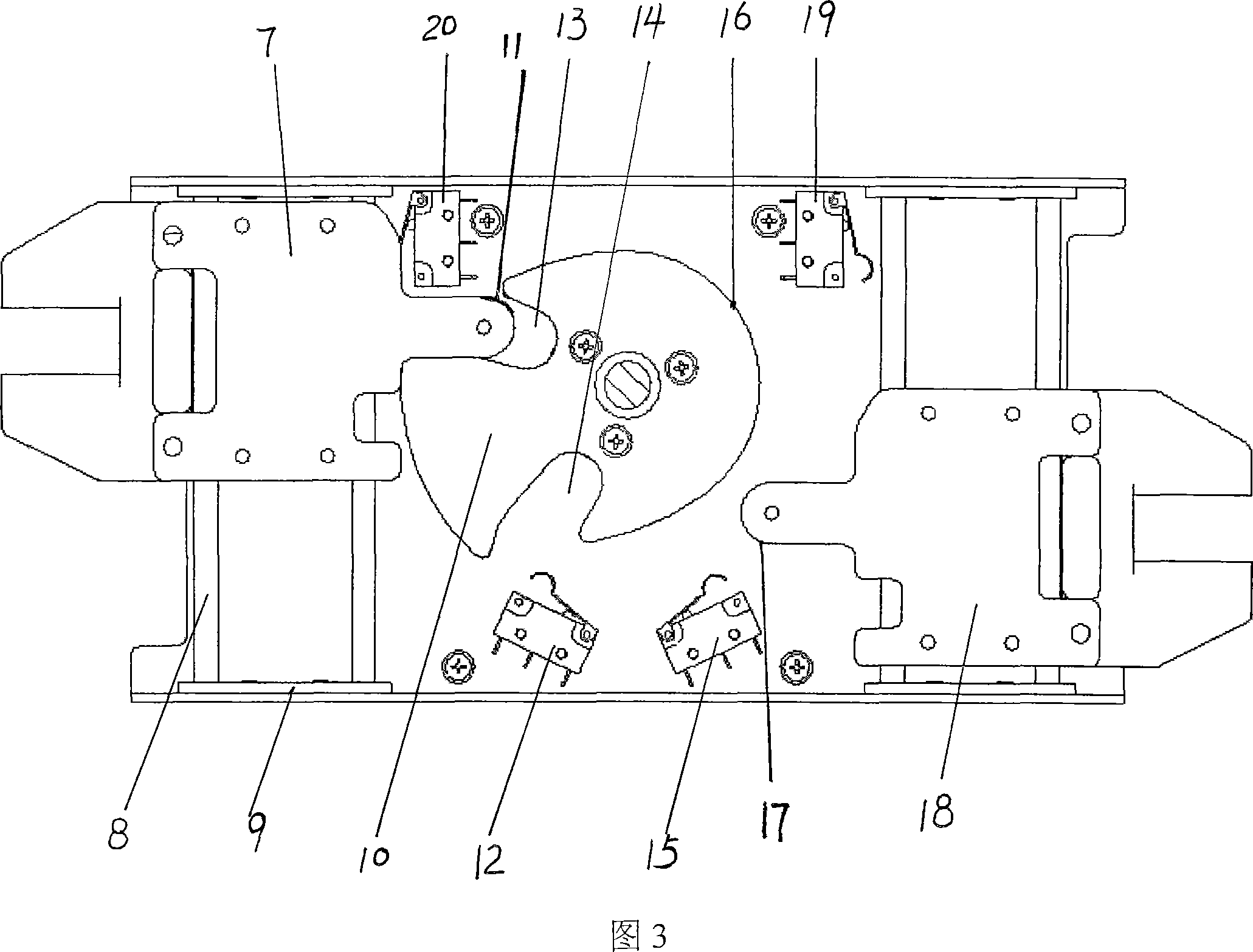 Mechanical interlocking transmission device of double power supply automatic switching switch