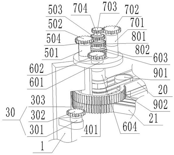 A feeding mechanical arm of a mechanical arm device