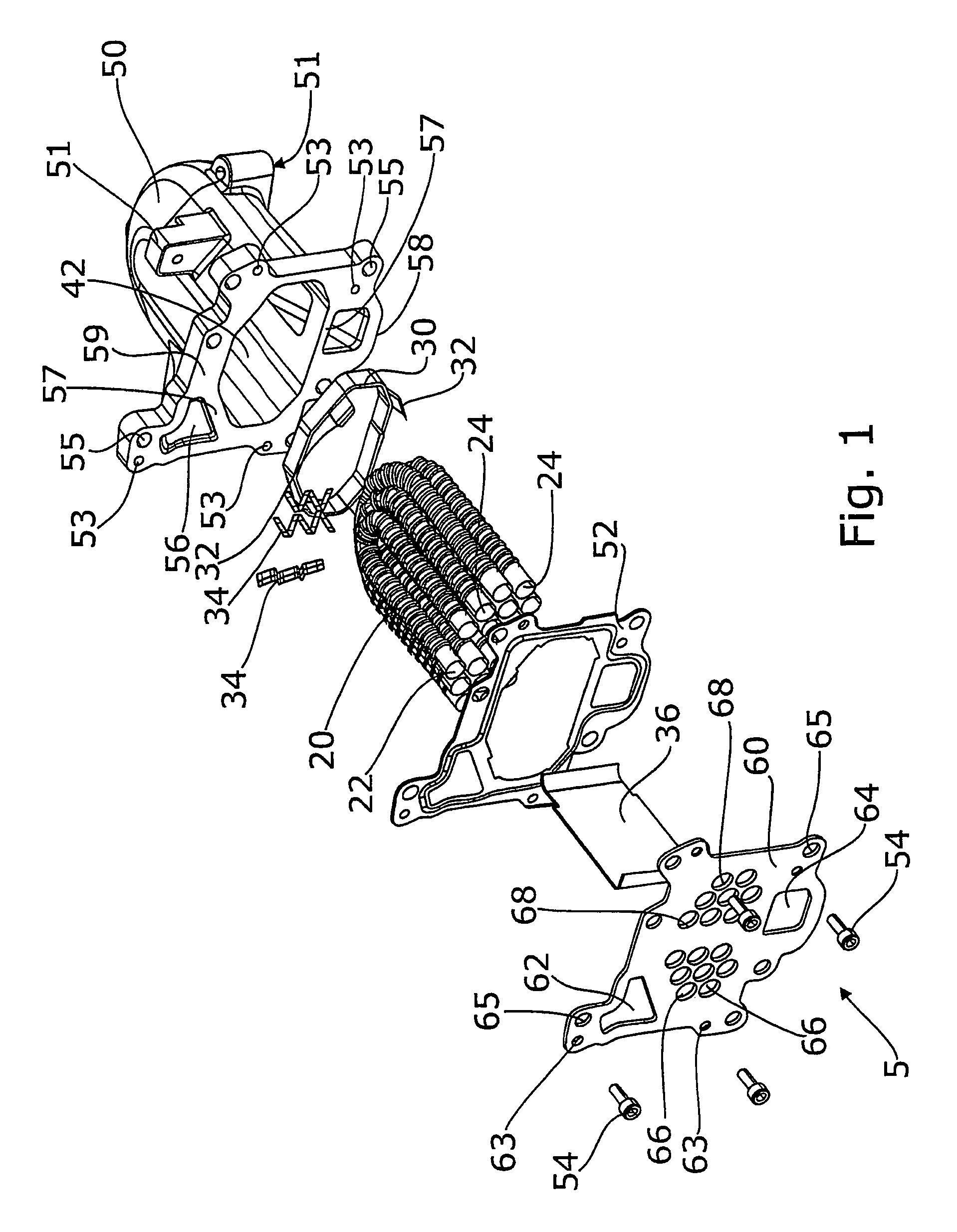 Exhaust gas heat exchanger with an oscillationattenuated bundle of exchanger tubes