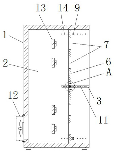 Inner cavity layered power control cabinet with protection structure