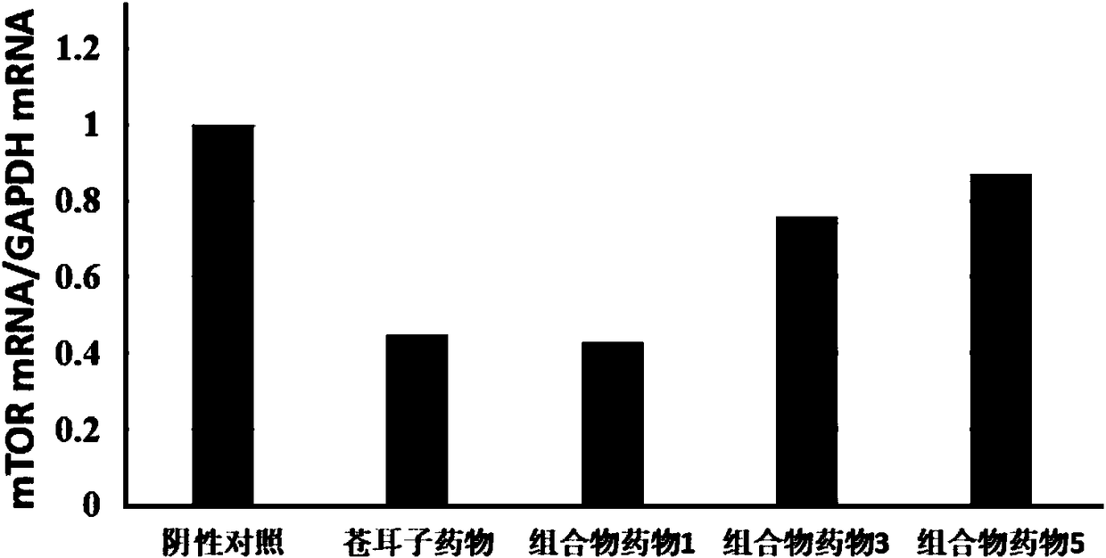 Composition for substituting fructus xanthii to prepare glioma treatment medicine and measuring method