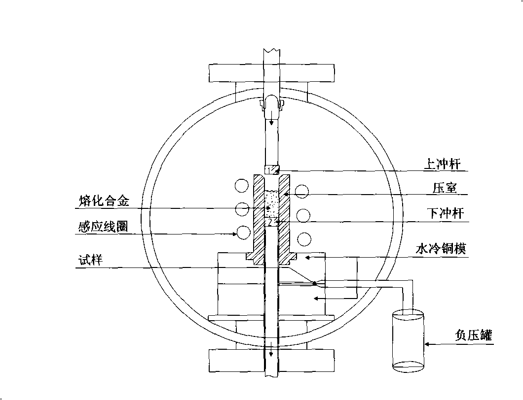 Pressure difference injection moulding method and equipment for amorphous magnesium alloy