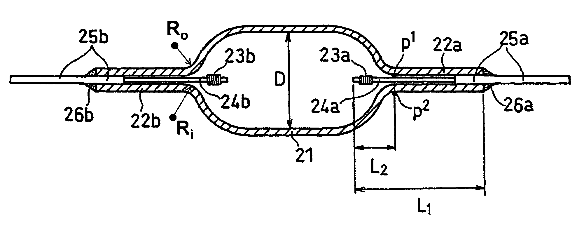 Metal vapor discharge lamp having configured envelope for stable luminous characteristics