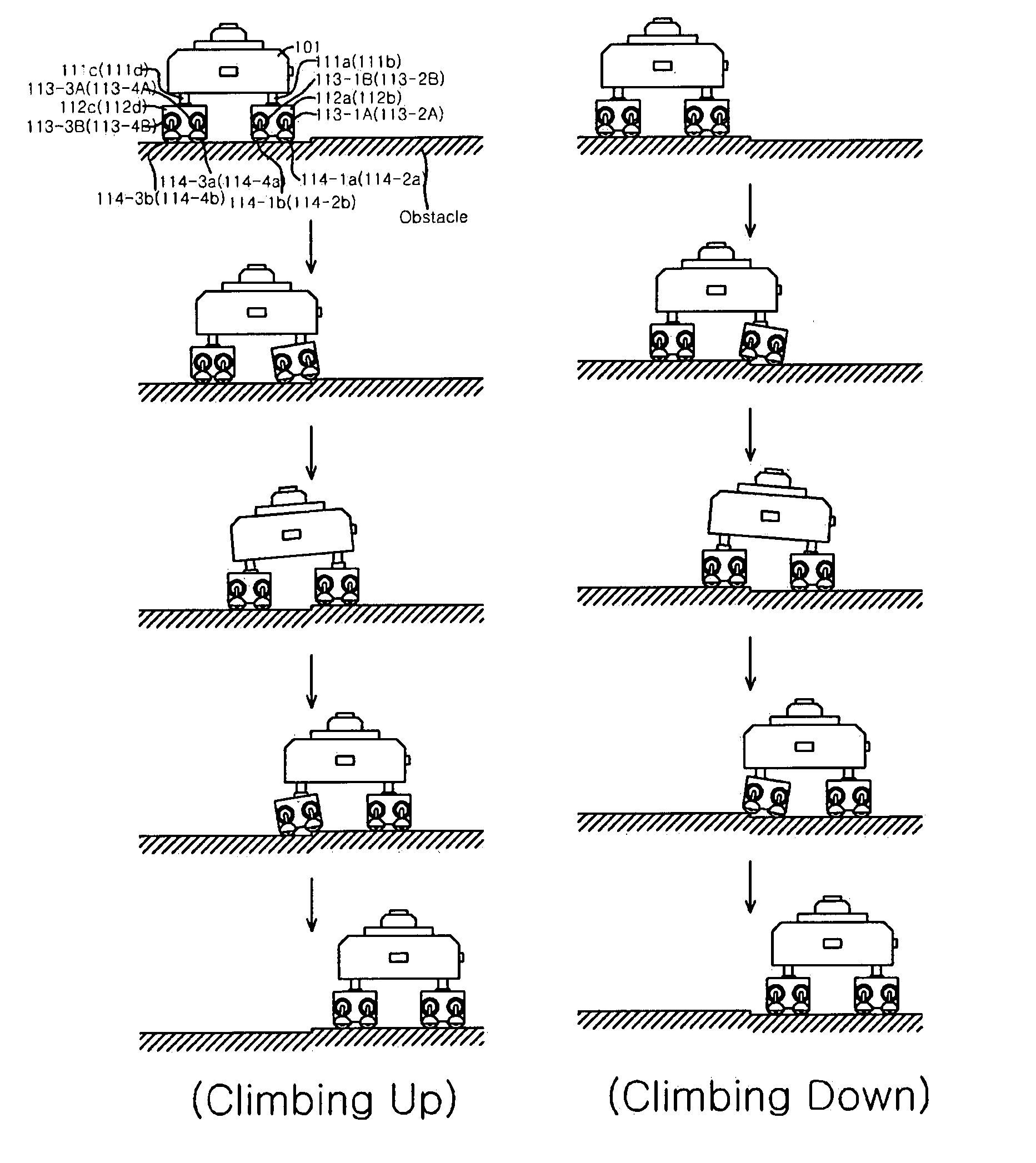 Bridge inspection robot capable of climbing obstacle