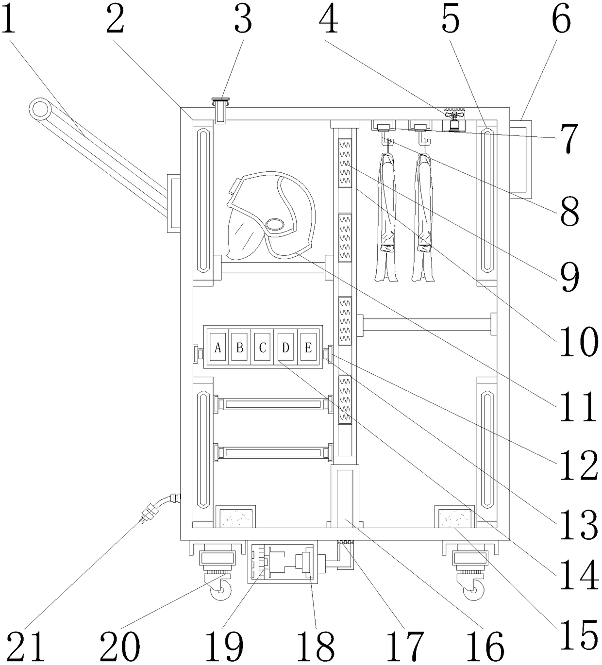 Labour protection appliance storage device having sterilizing function