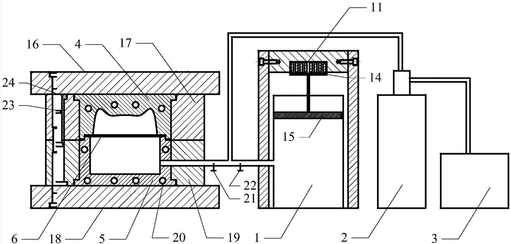 Electromagnetic pulse based light alloy plate gas bulging forming device and forming method