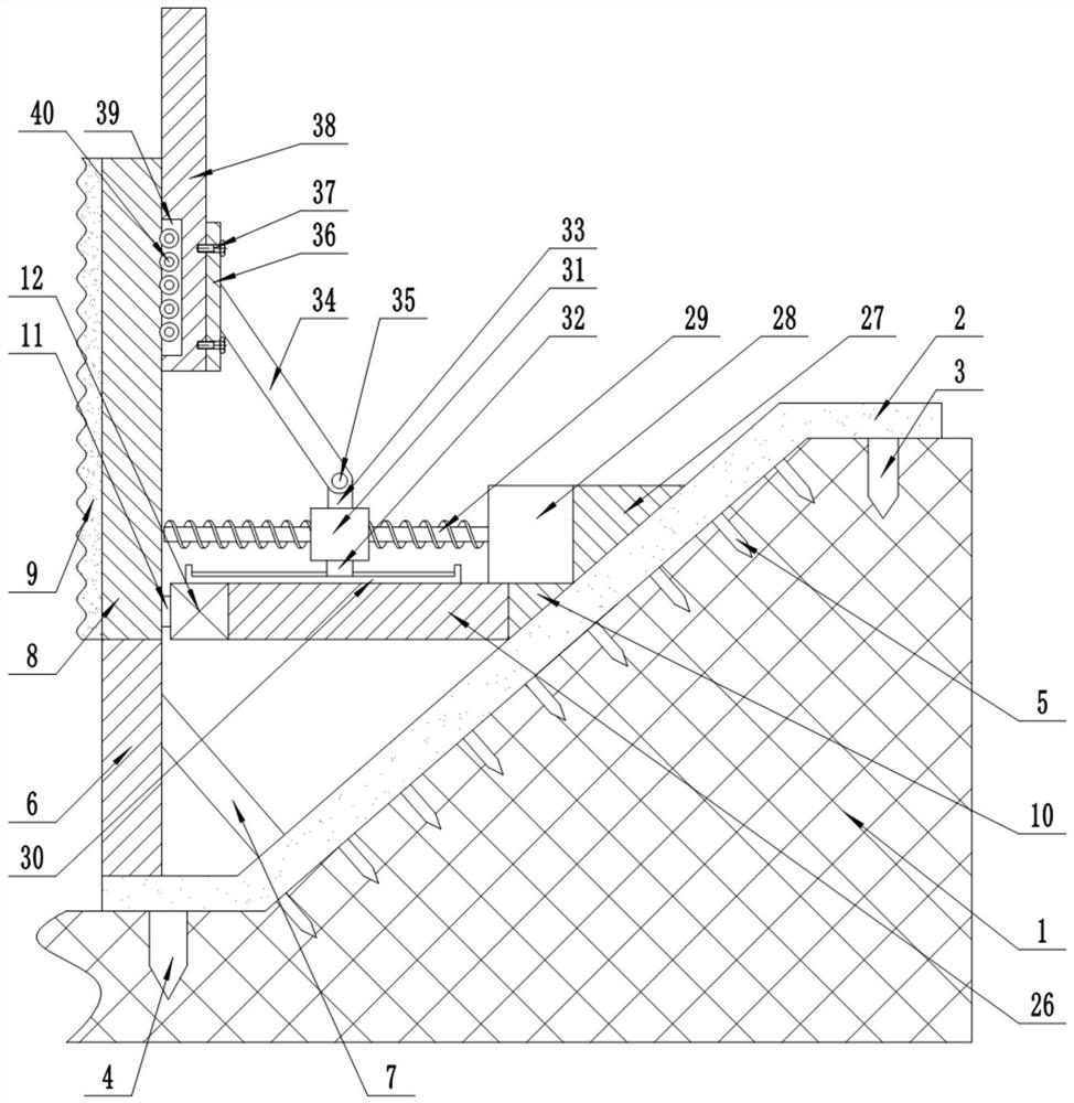 Ecological slope protection supporting structure for water conservancy project