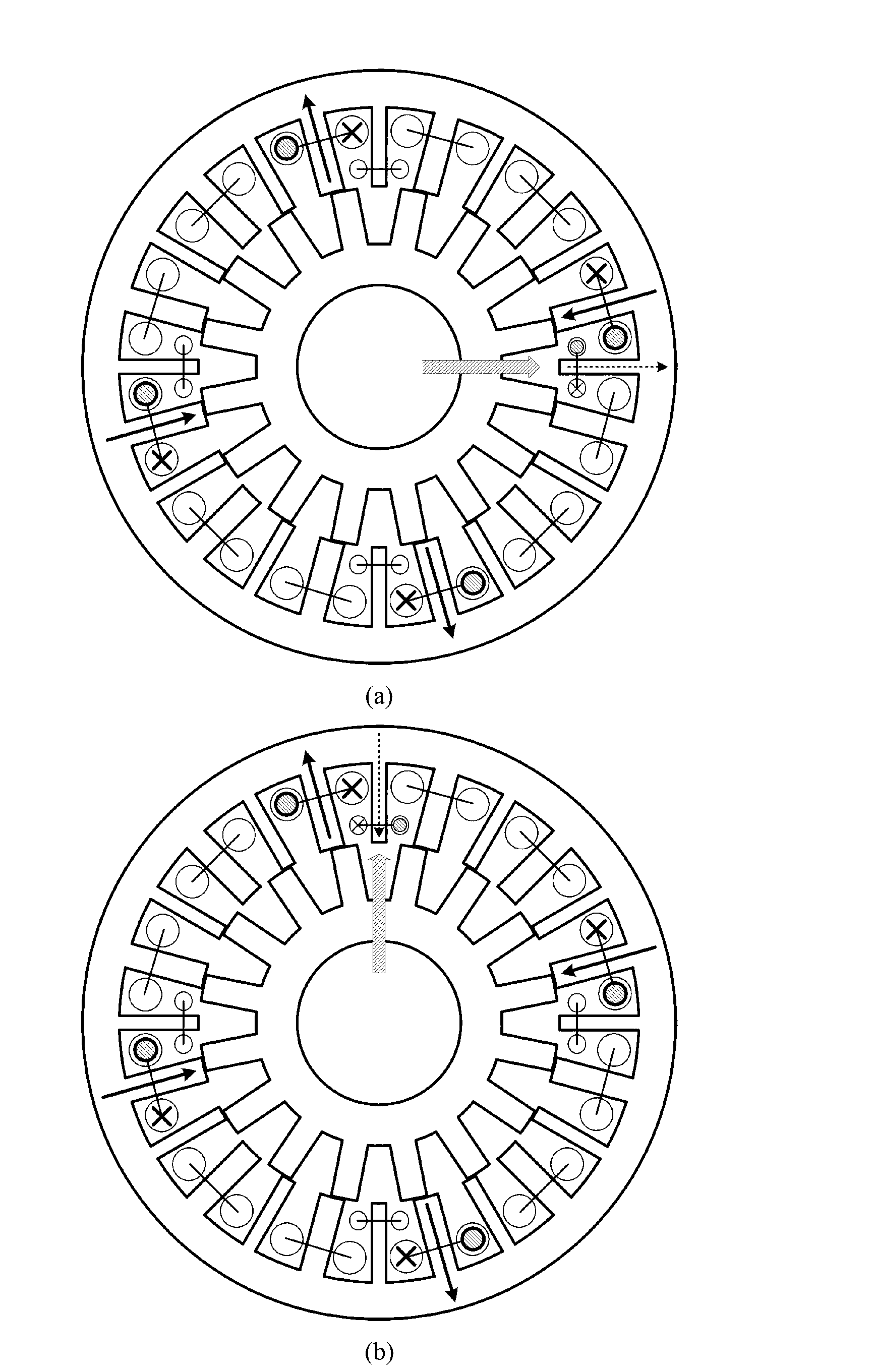 Four-pole bearingless switched reluctance motor