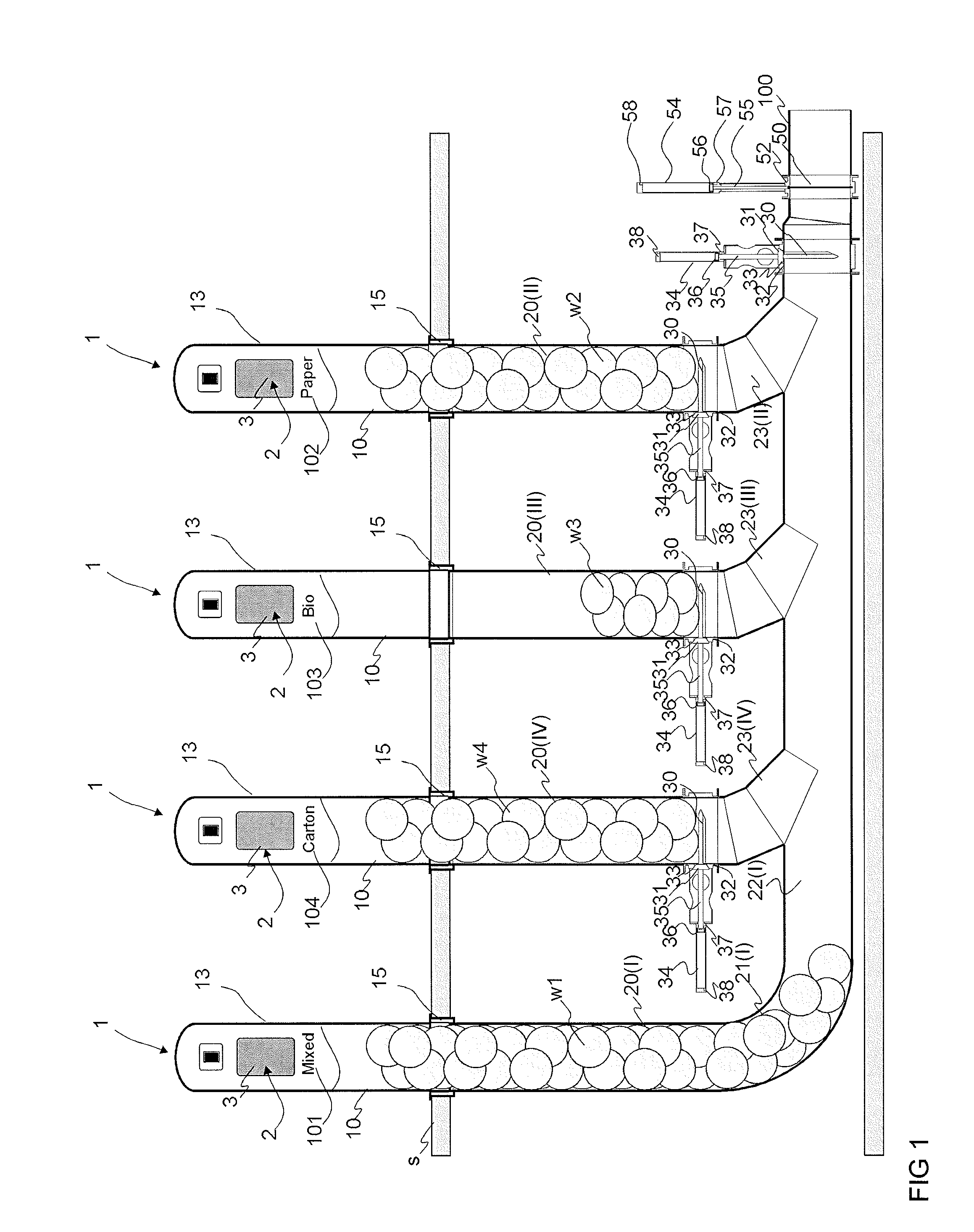 Method and apparatus for feeding in and handling waste material