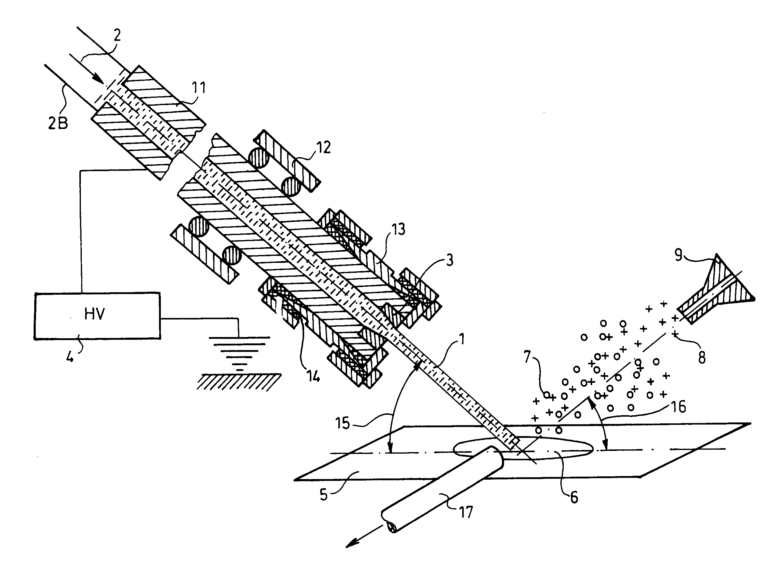 Method and device for desorption ionization by liquid jet