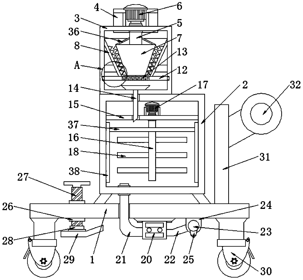 Spraying device for green concrete sintered brick production and pouring and using method thereof