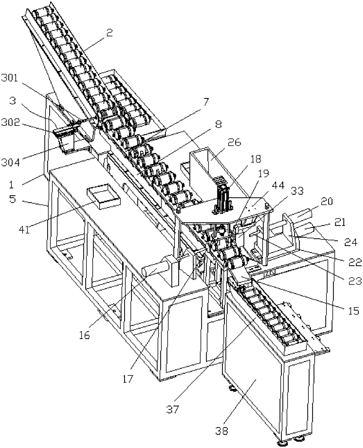 An automatic press-fitting production line for small steel pipes for liquid receivers