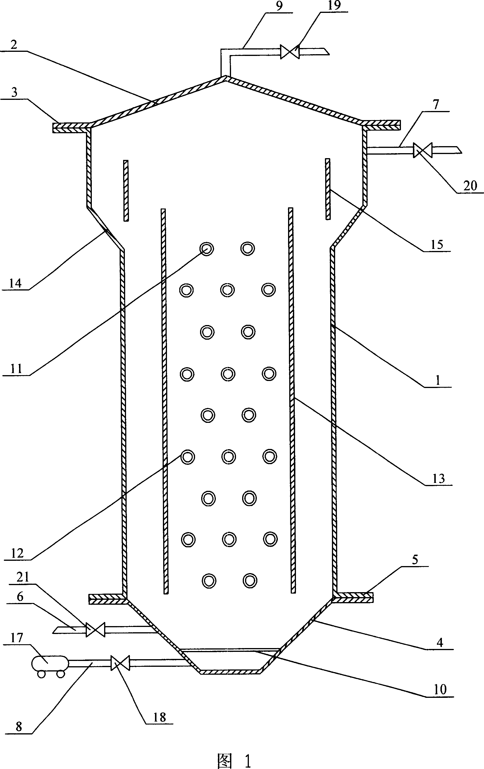 Three-phase circulating fluidized bed photochemical reactor with a plurality of light sources and Fe/inorganic carrier catalyst preparation and method for processing waste water thereby