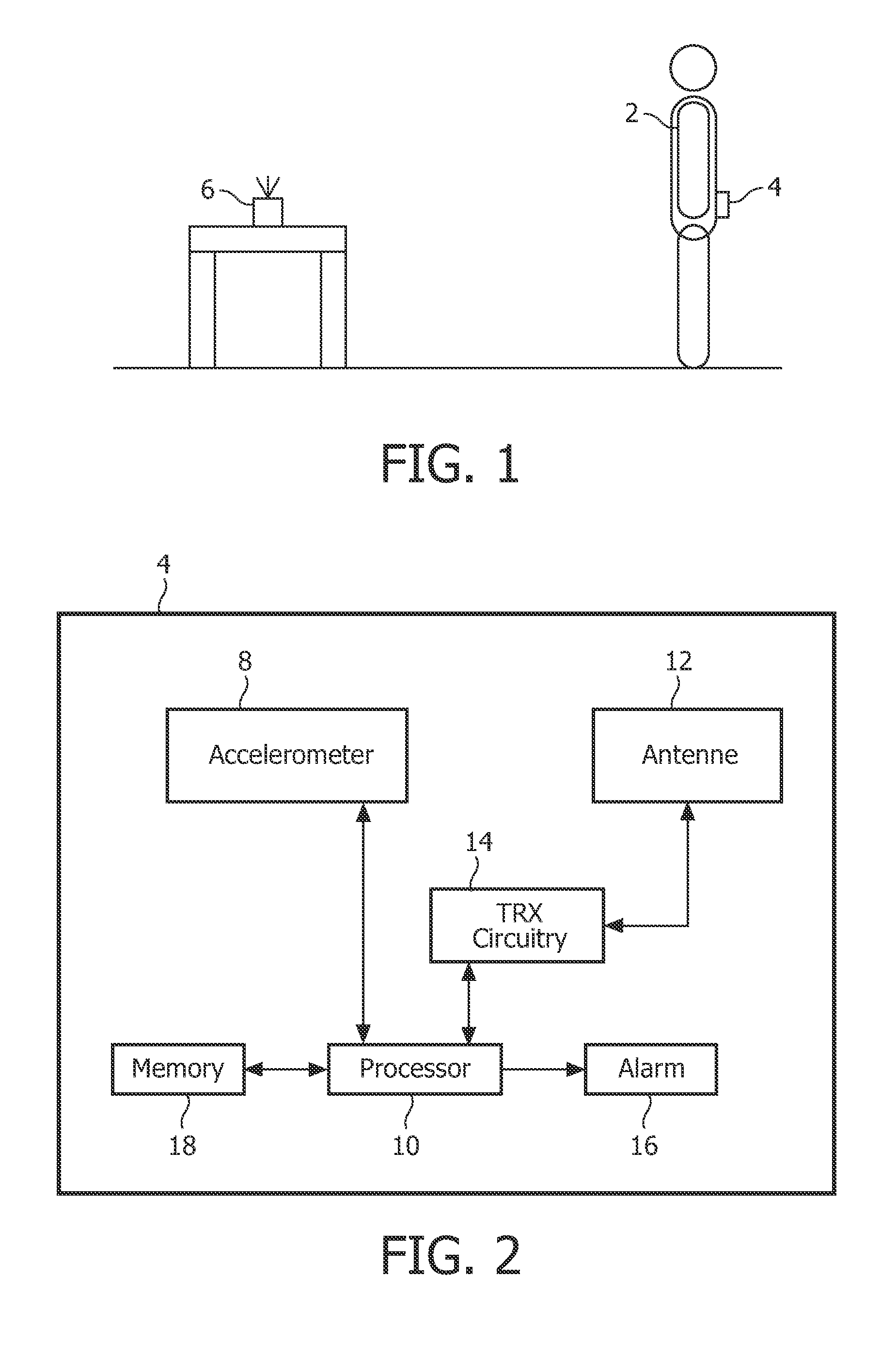 Displacement measurement in a fall detection system