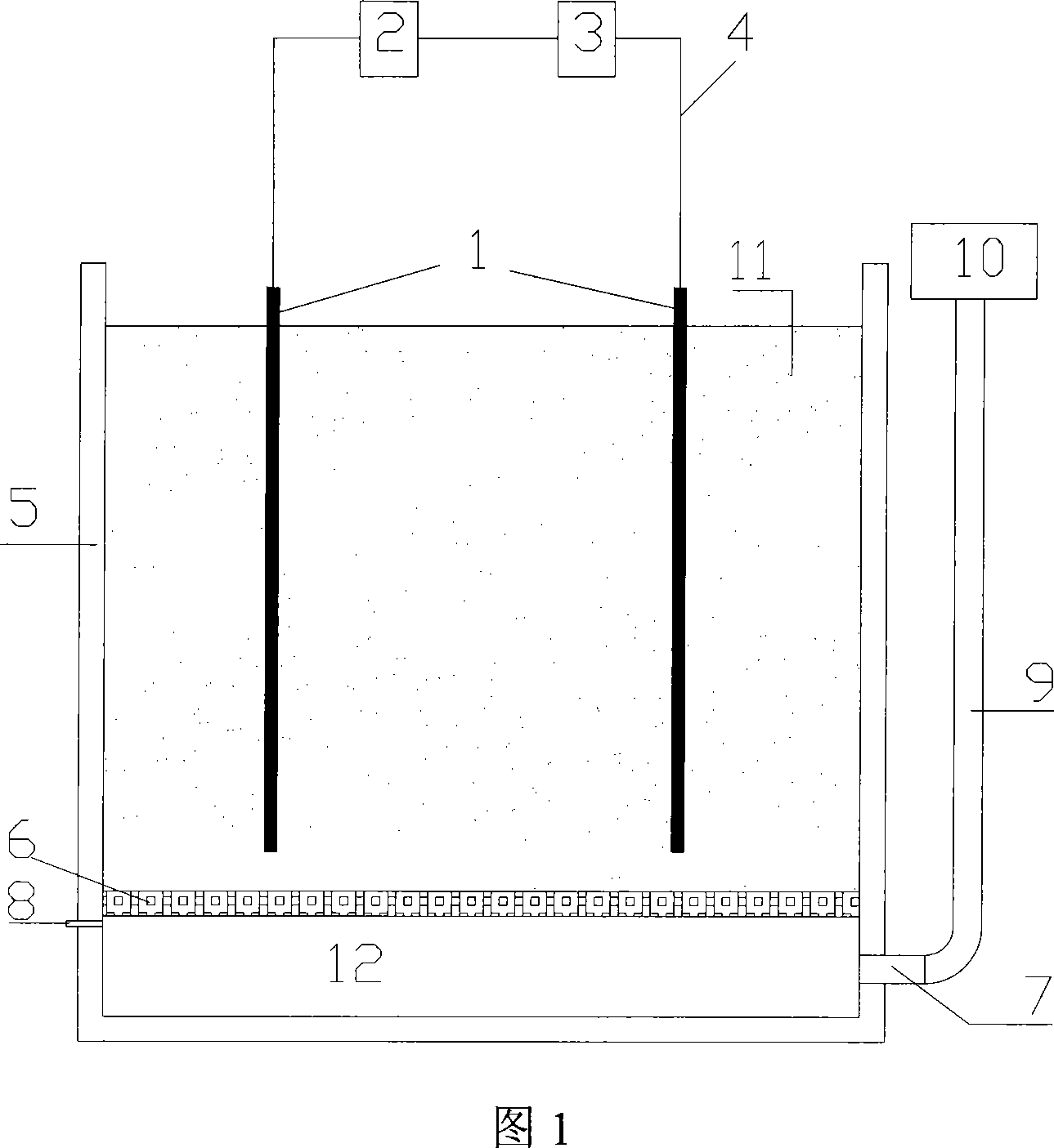 Testing device for reinforcing soft soil model by electrochemical piling method