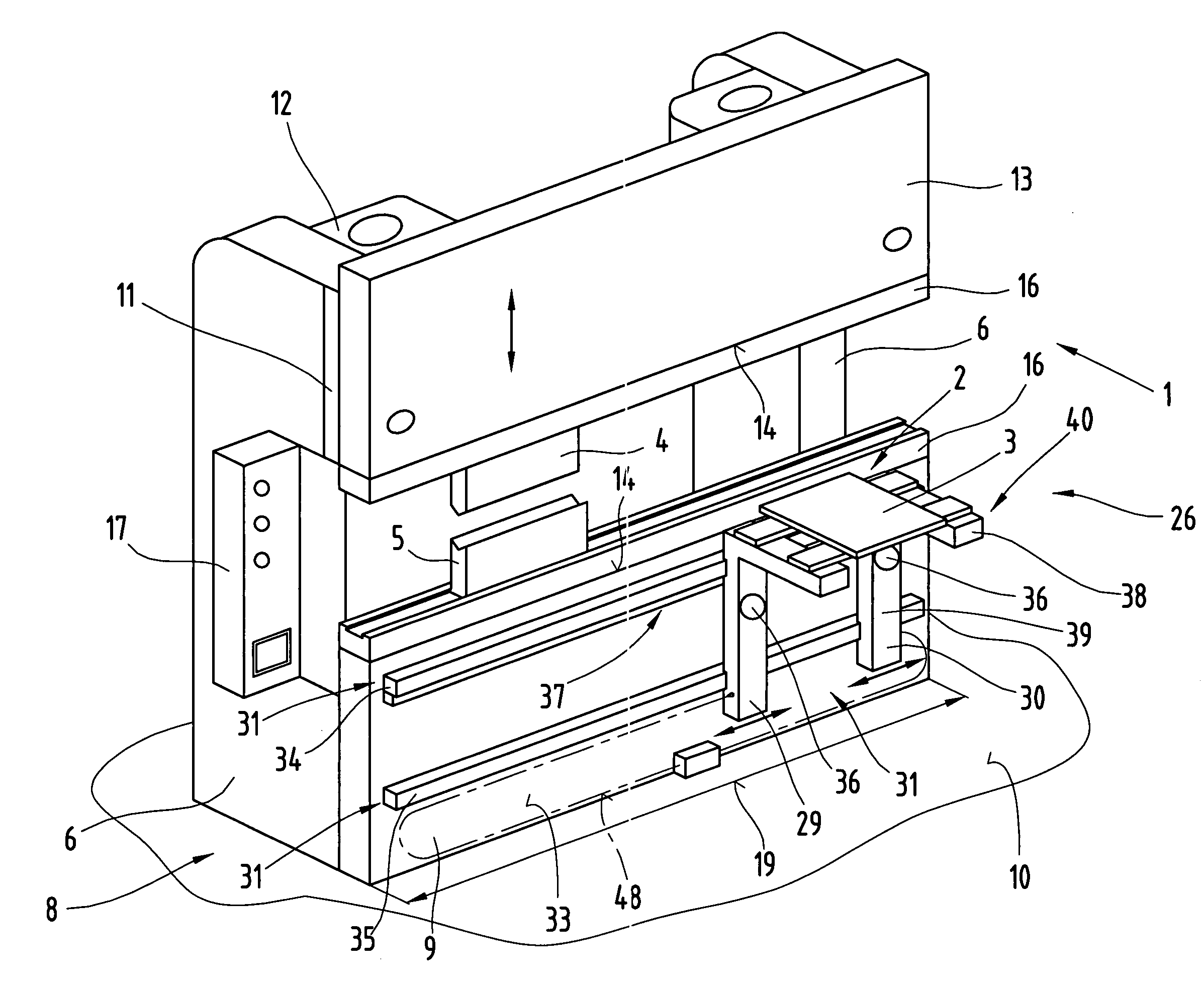 Metal sheet folding device with depositing/positioning device