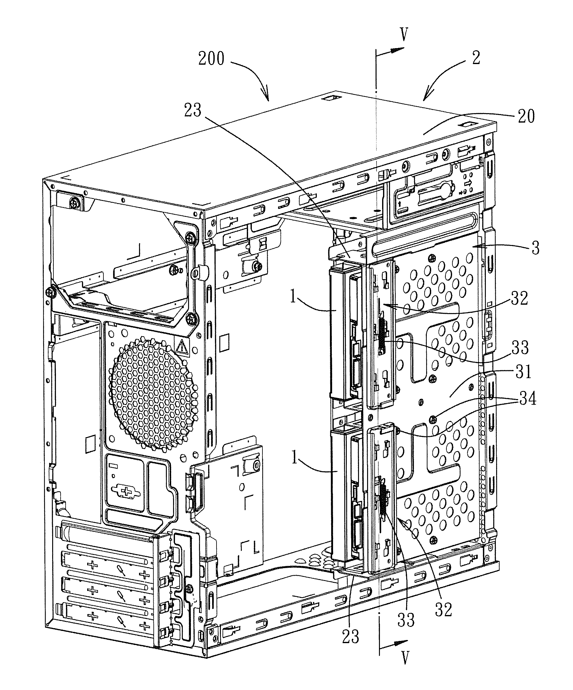 Housing having a carrier device