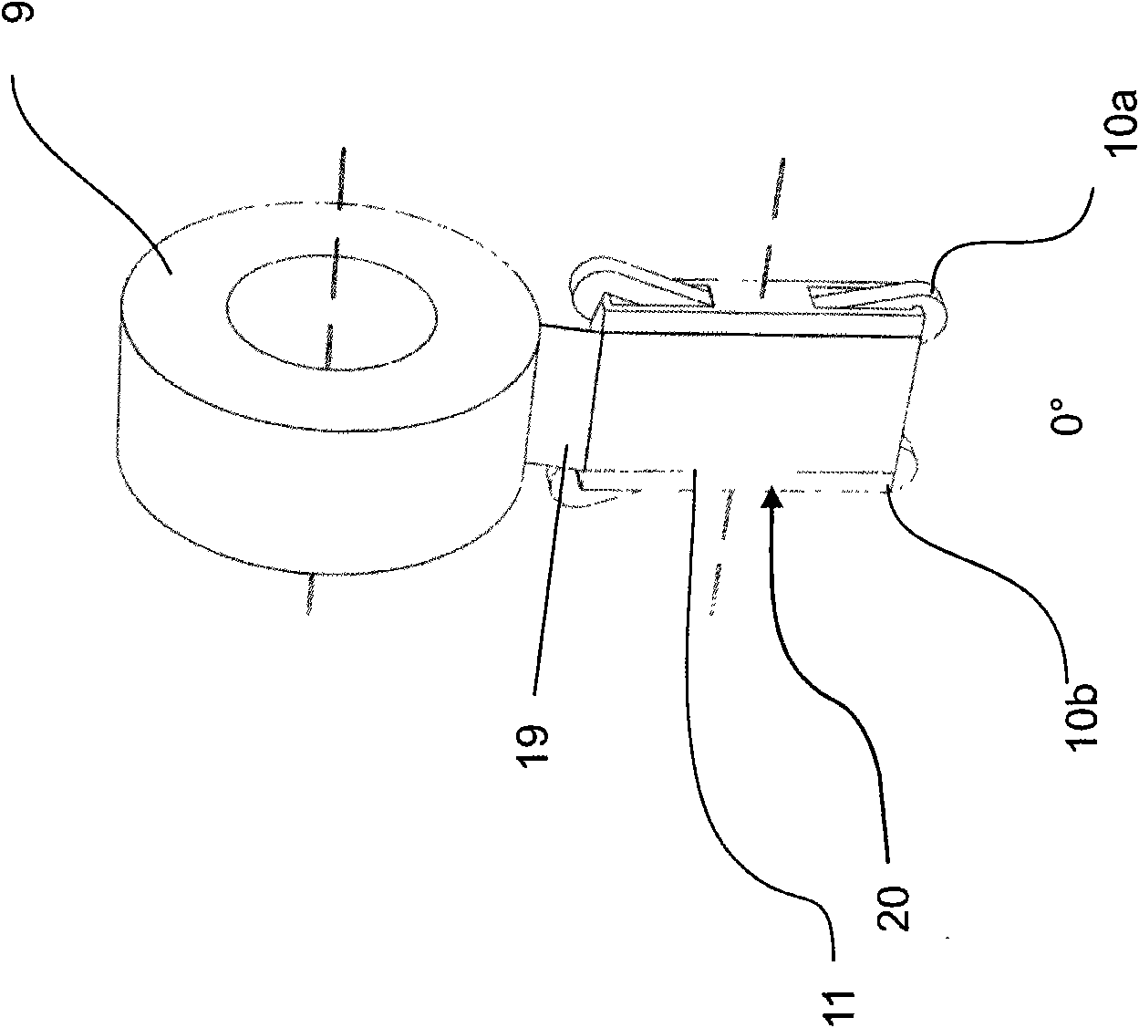 Adhesive tape stamping device and method for stamping an adhesive tape section onto an object