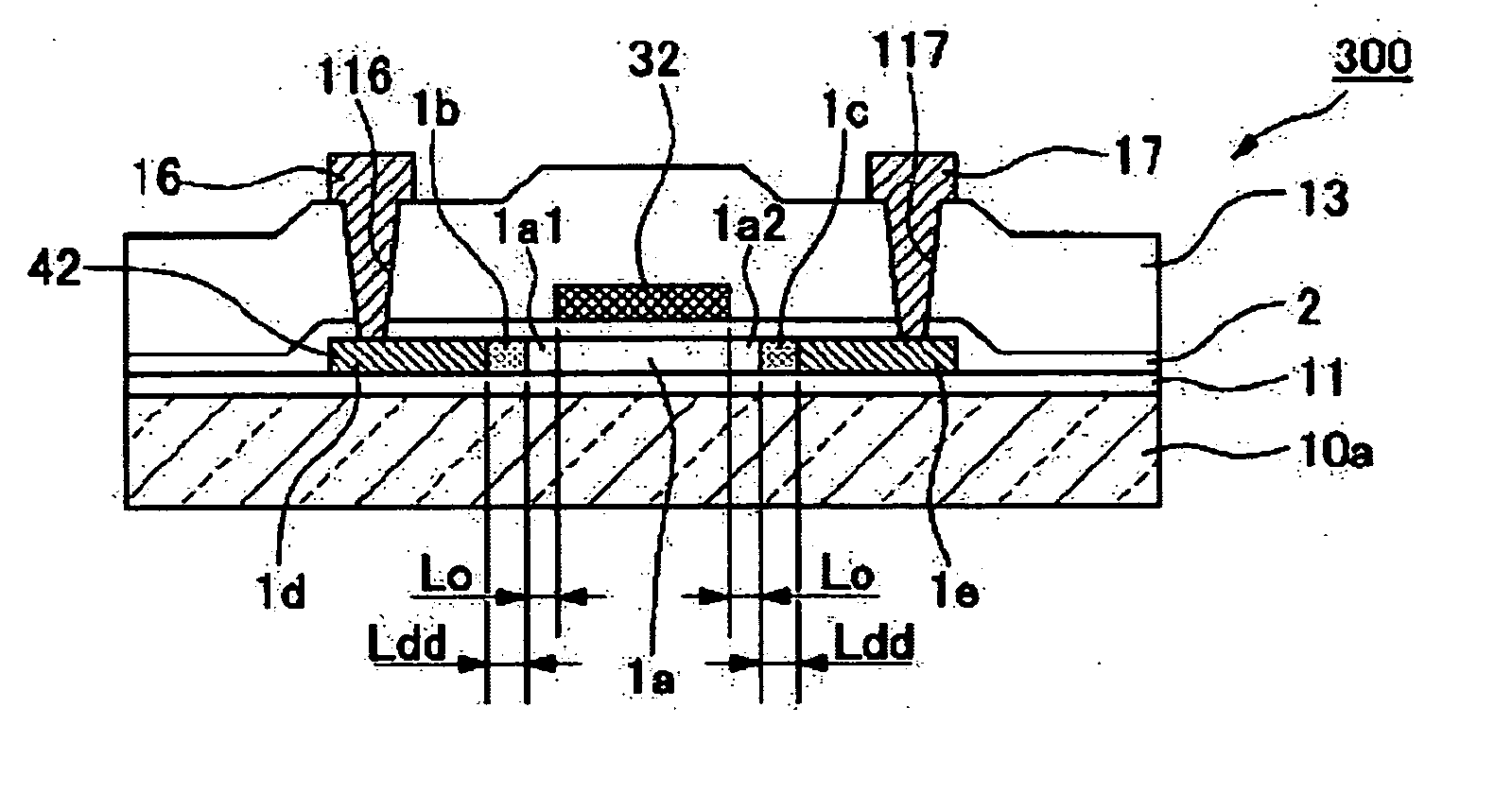 Thin film transistor, active matrix substrate, display device, and electronic apparatus