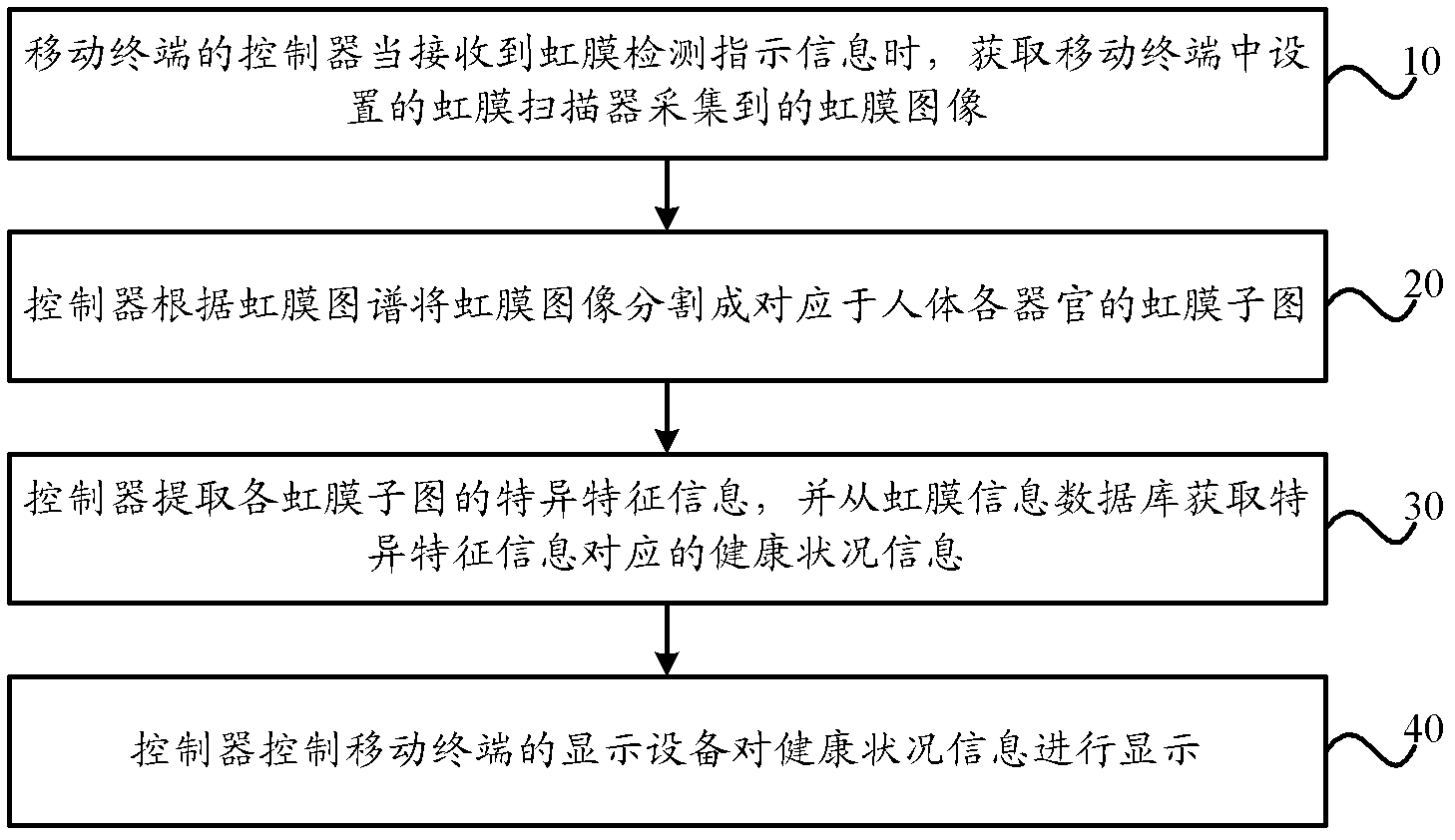 Mobile terminal iris detection method and mobile terminal