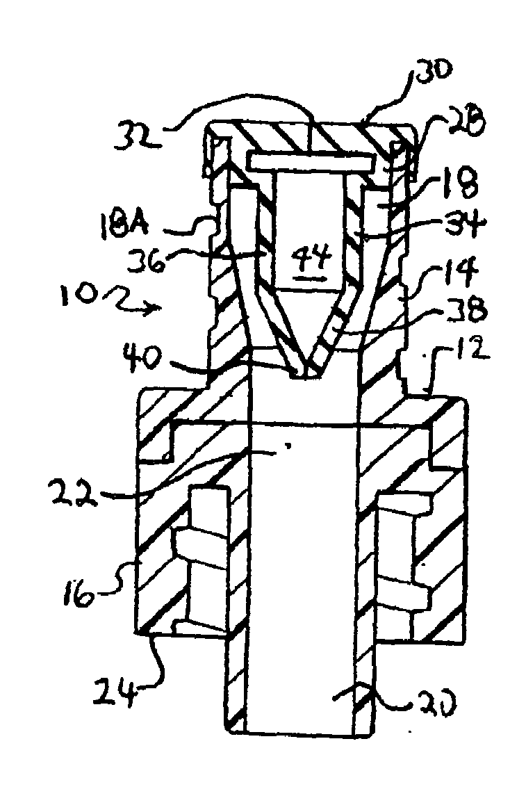 Luer activated device with minimal fluid displacement