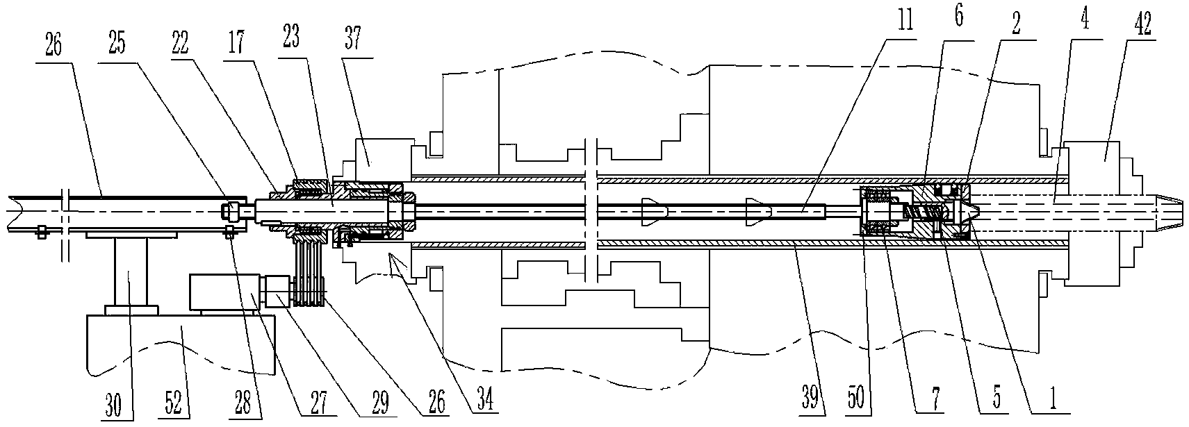 Automatic length fixing floating support device for machining crossover coupling