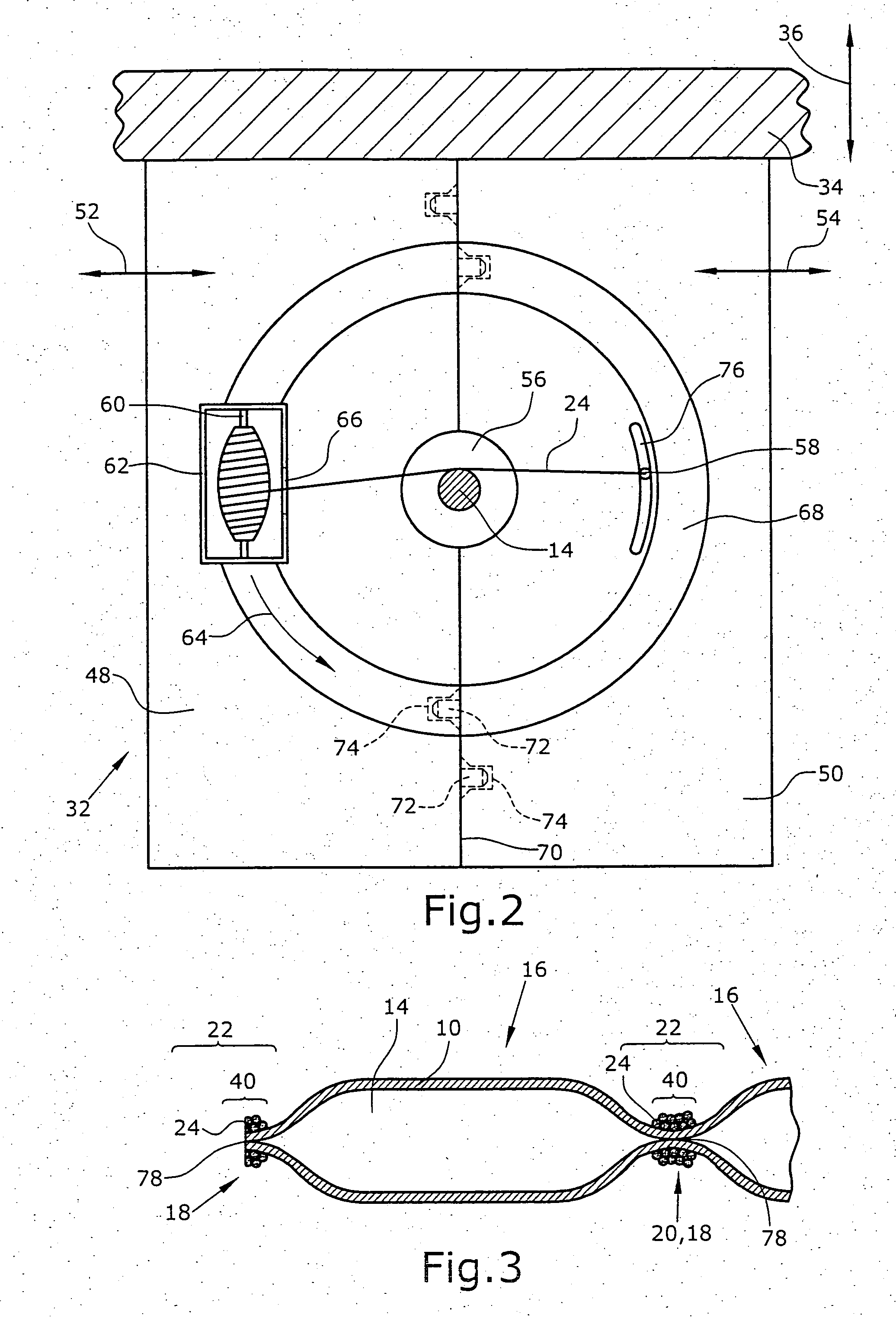 Method and device for manufacturing tubular packs filled with a material as well as tubular pack filled with a material