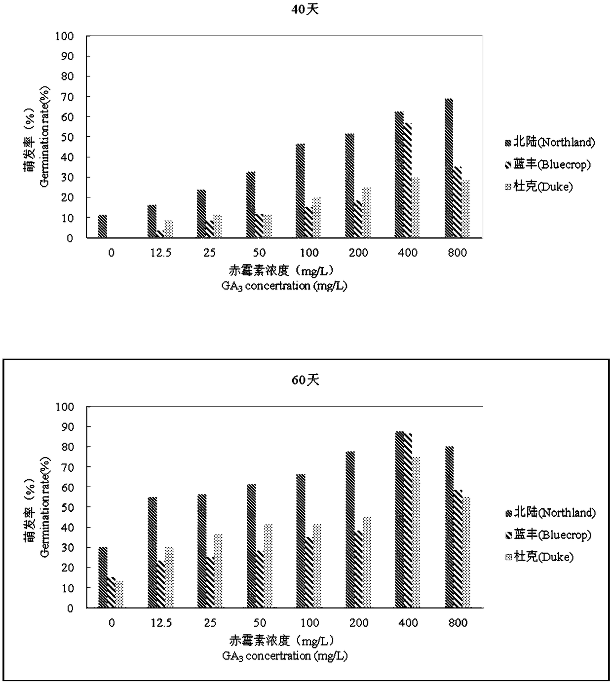 Method for efficient germination and seedling formation of blueberry seeds