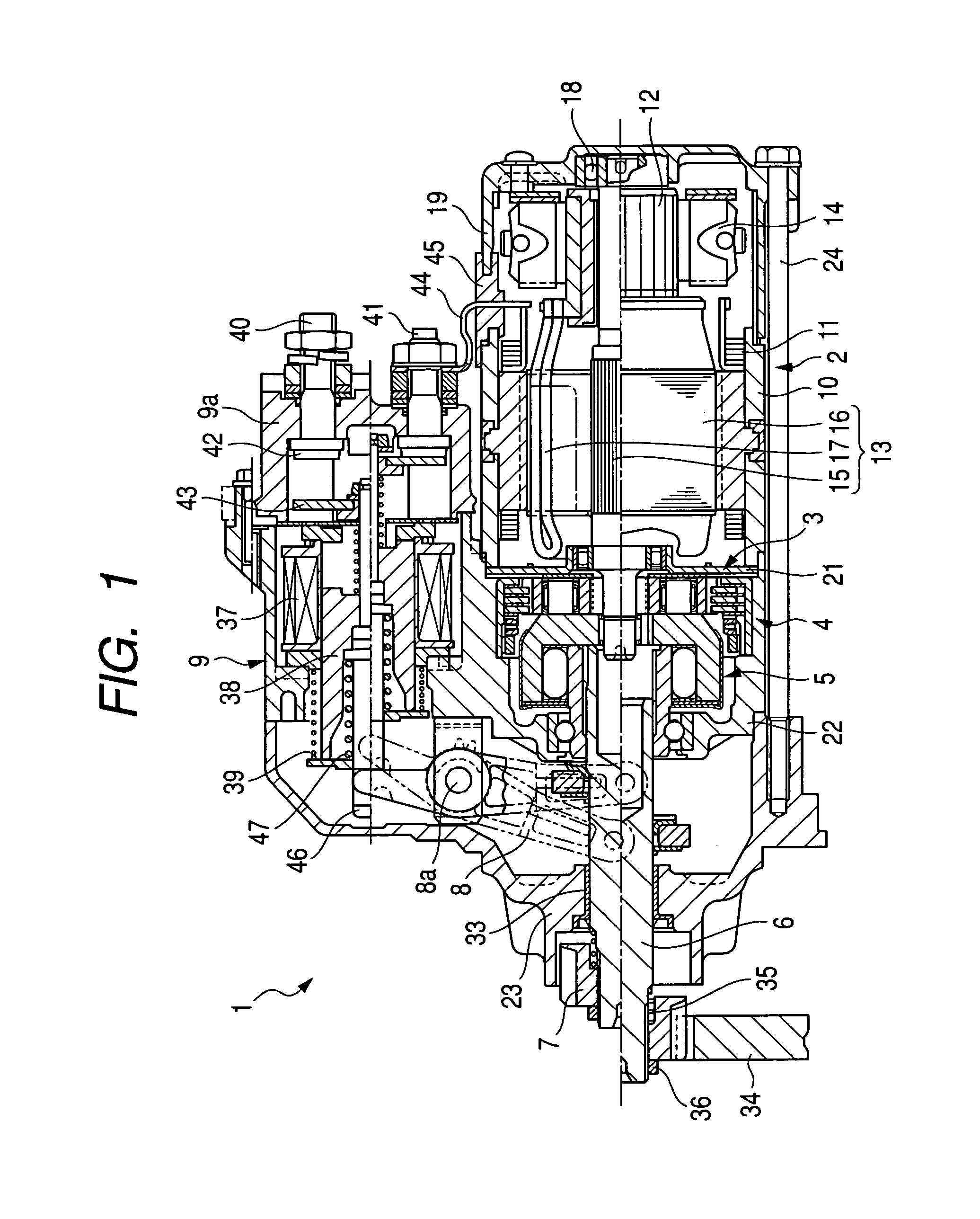 Starter equipped with planetary speed reducer and shock absorber