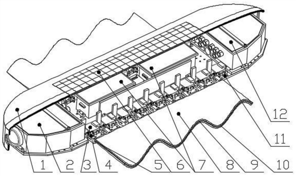 Amphibious undulating-fin robot with composite power generation function