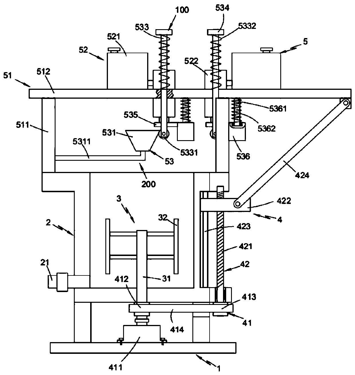 Double-working position quantitative mixing device for refractory brick materials