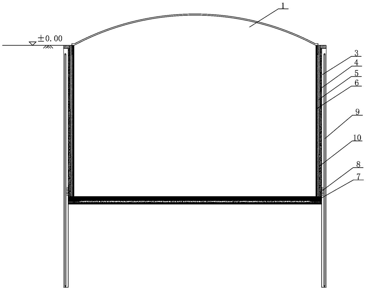 Underground storage tank structure for liquefied natural gas and construction method thereof