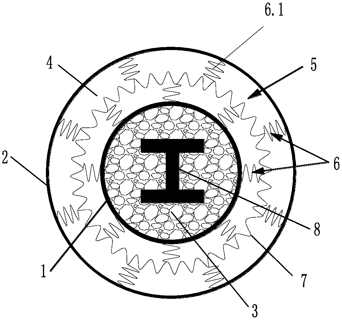 Concrete filled steel tubular structure based on deformation and energy absorption principles and having multi-disaster combined protection function