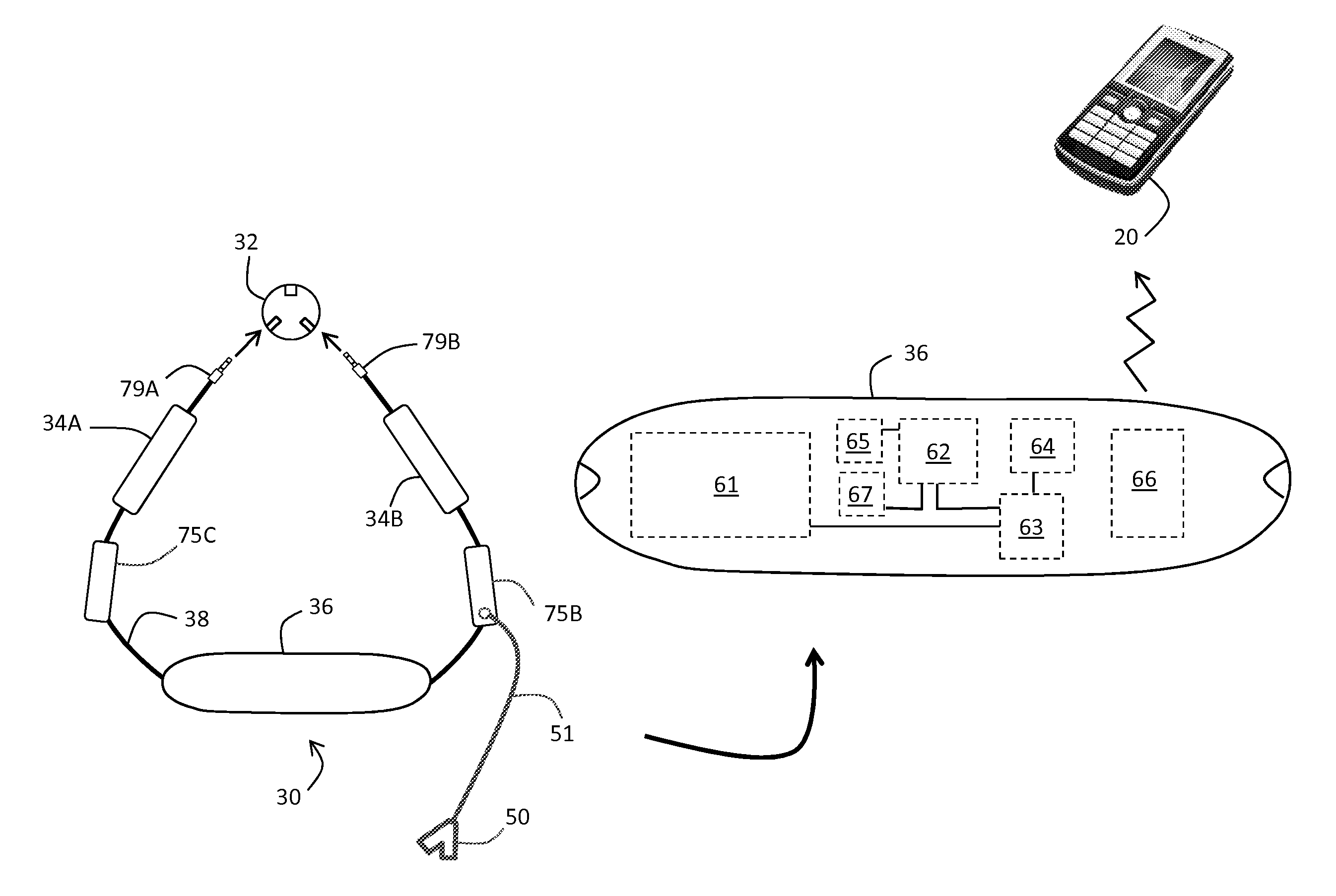 Necklace-shaped physiological monitor