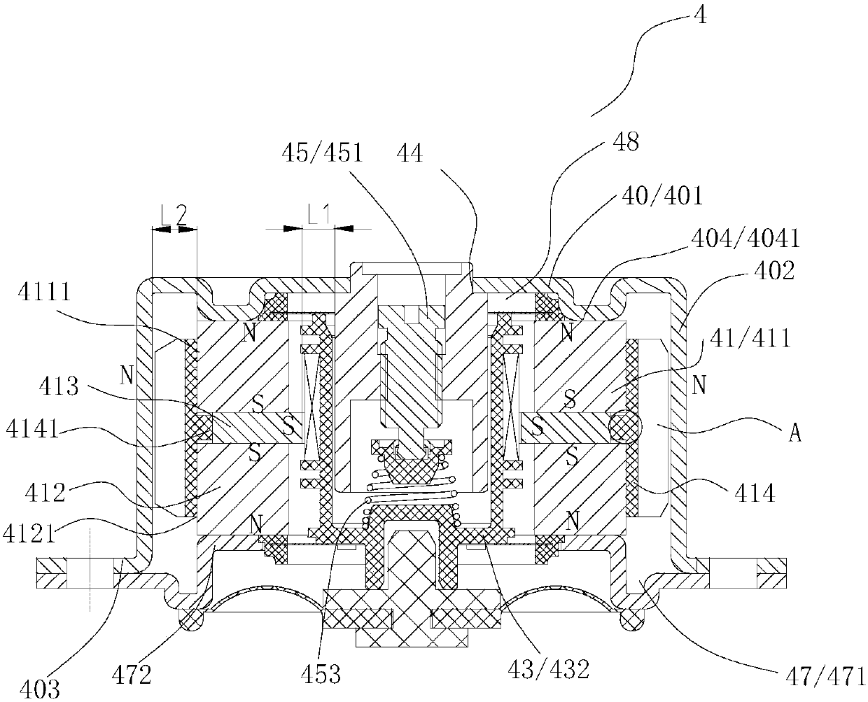 Electromagnetic driving device and gas proportional valve with same