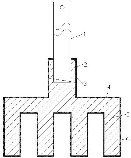 A hollow aluminum-injected steel claw for an aluminum electrolytic anode