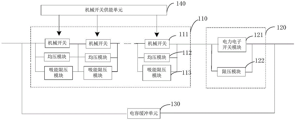 Capacitive buffer type mixed high-voltage direct current circuit breaker and control method thereof