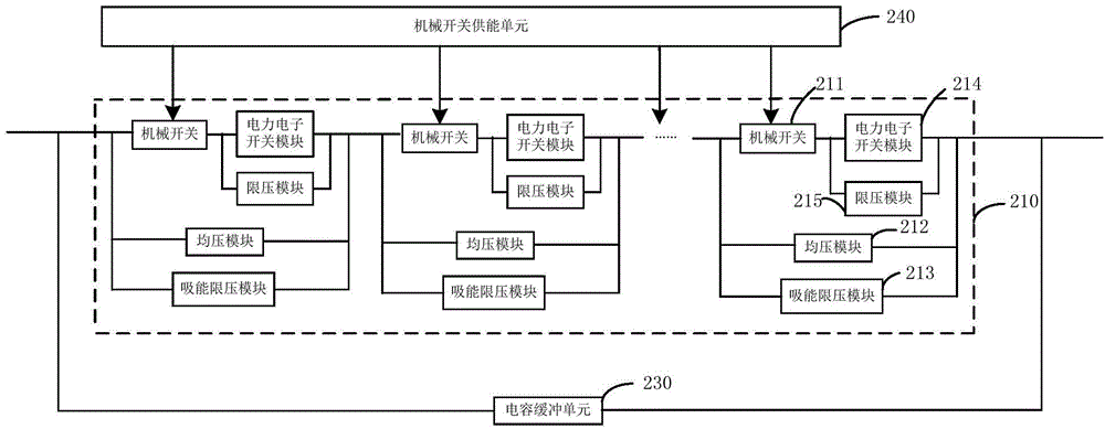 Capacitive buffer type mixed high-voltage direct current circuit breaker and control method thereof