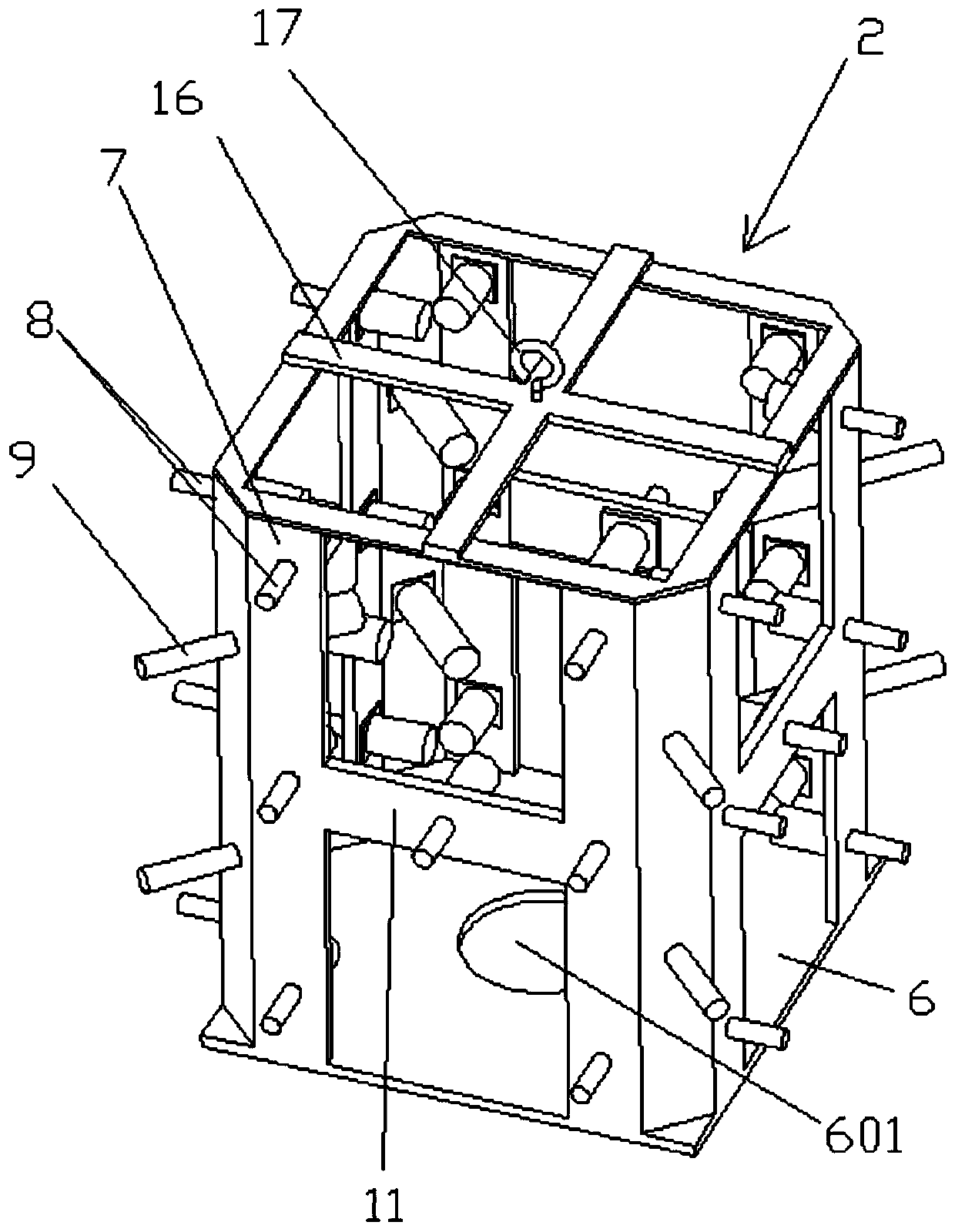 Lifting supporting type elevator shaft formwork device and construction method