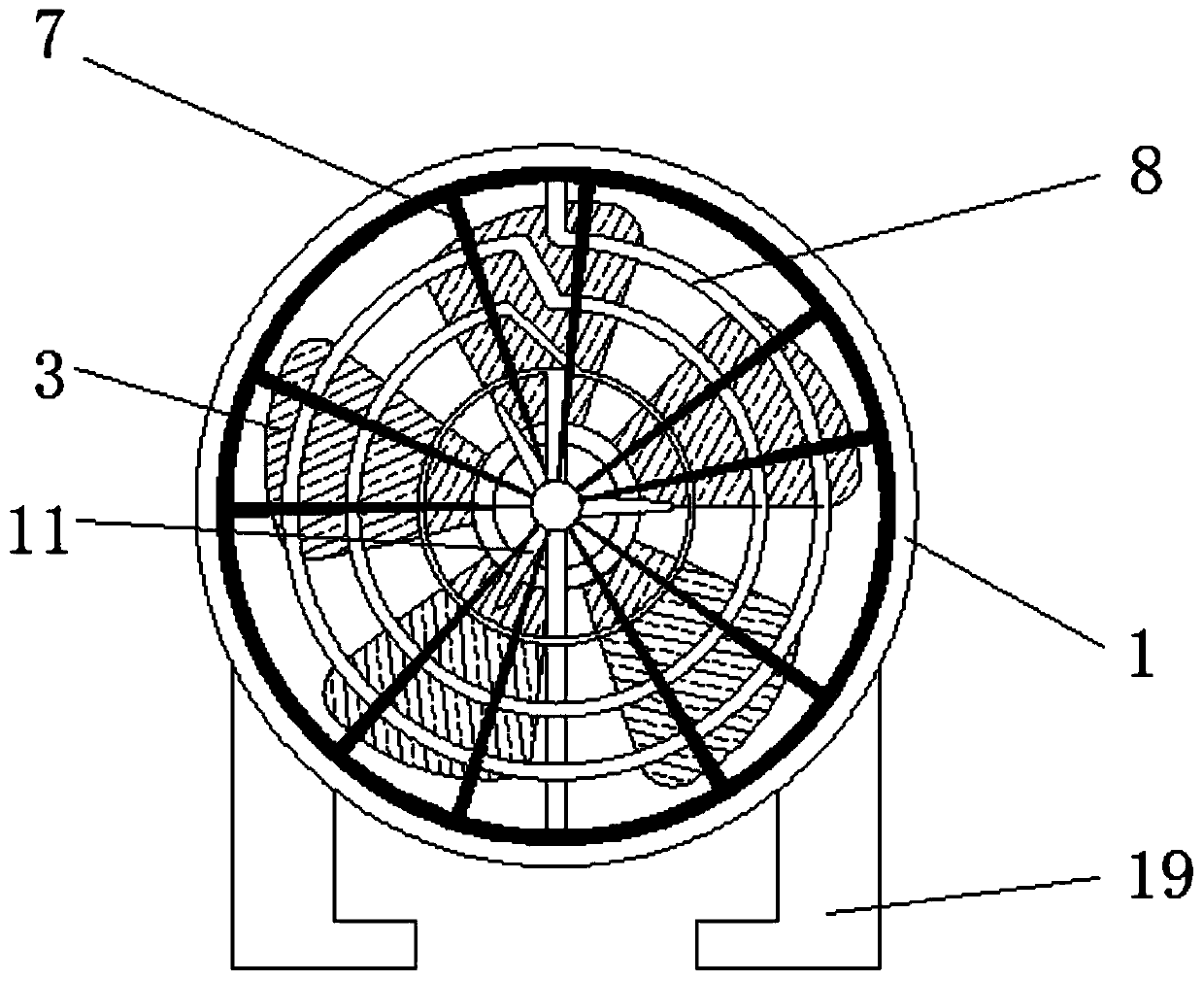 Output shaft cooling and lubricating device for axial flow fan