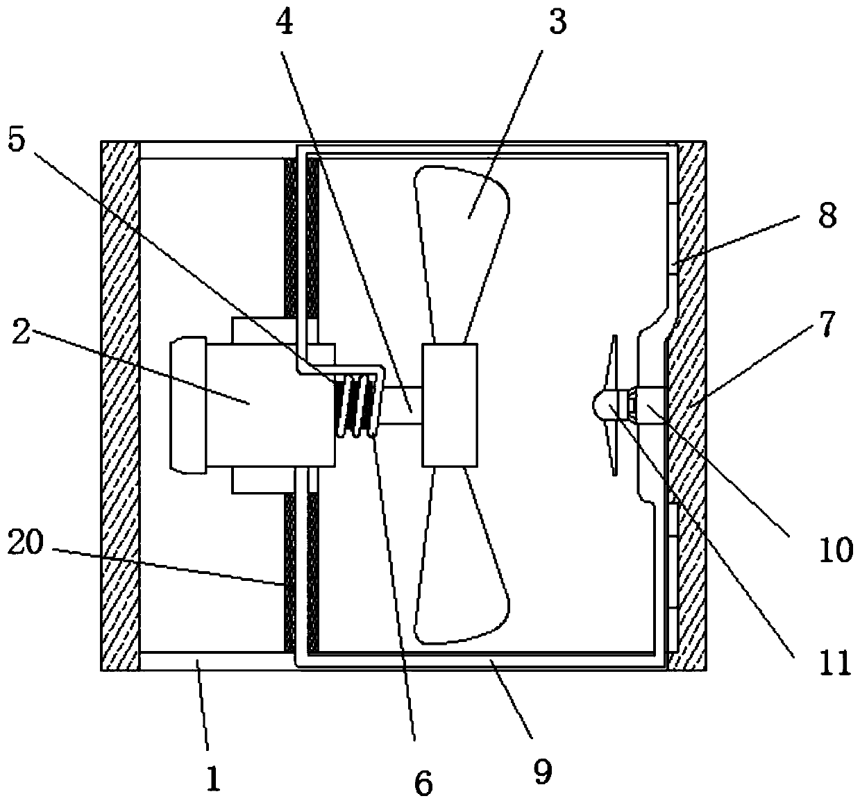 Output shaft cooling and lubricating device for axial flow fan