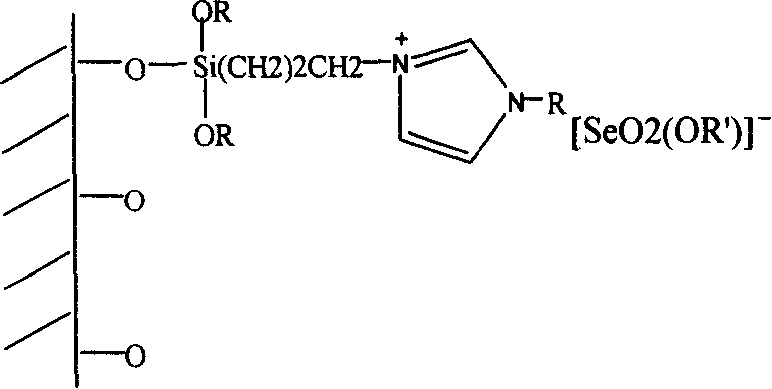 Ionic liquid catalyst of selenium anion loaded by silica gel, process for preparing same and use thereof