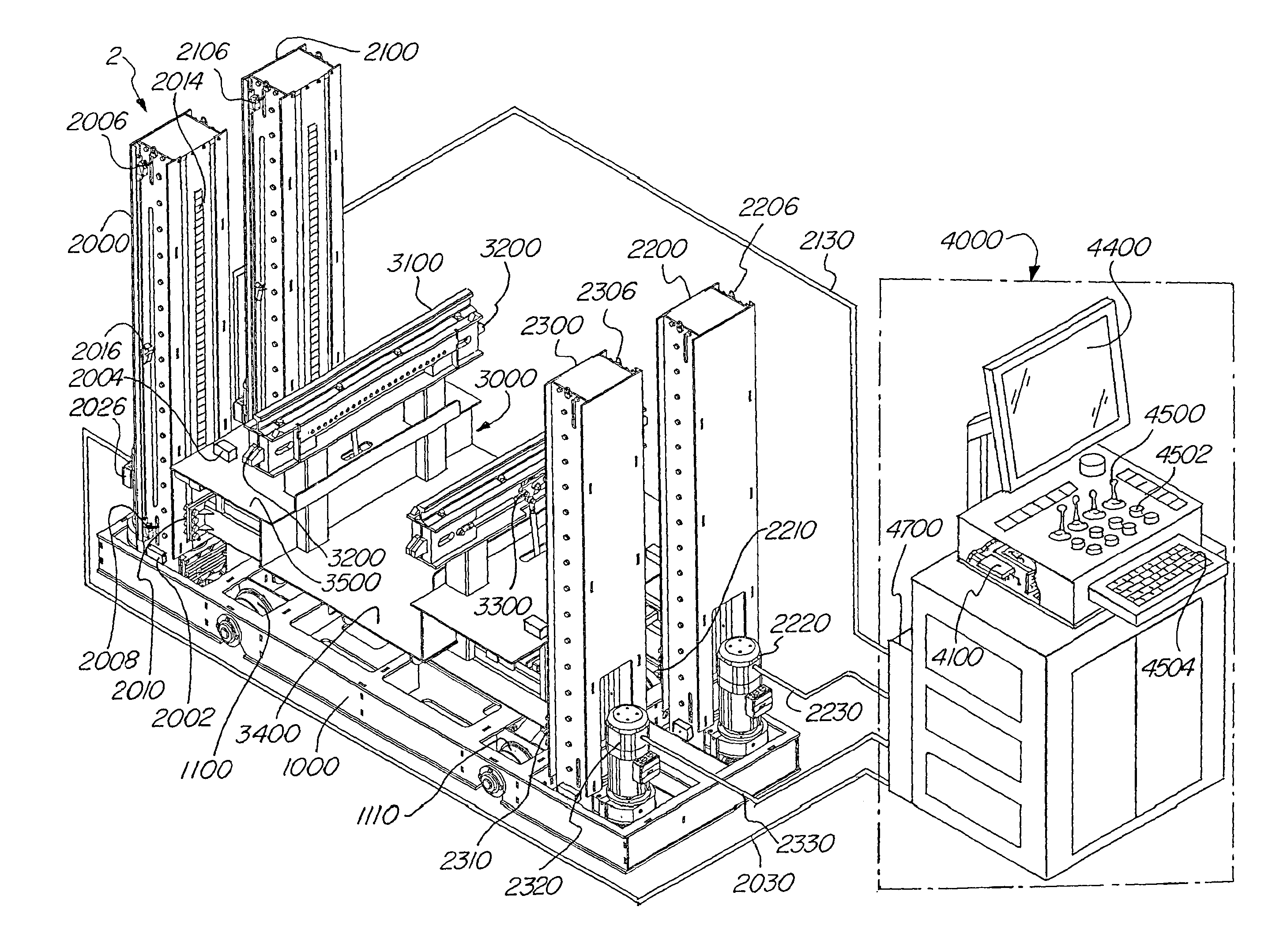 Independent drive motors for machinery positioning apparatus having independent lifting motors