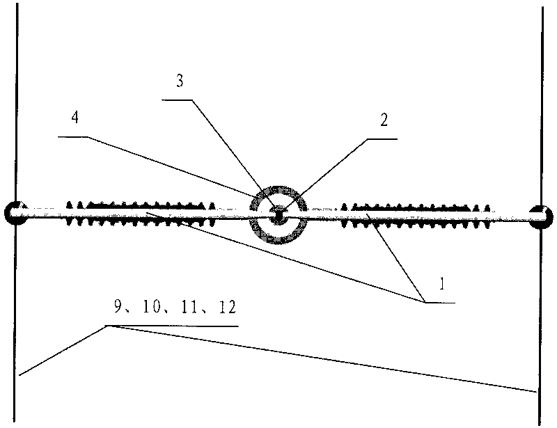 Vertically grounding down-leading method for center of composite material tower and tower thereof