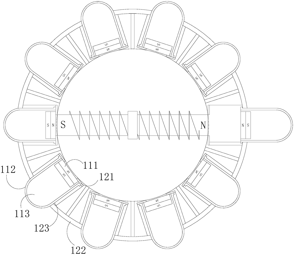 Processing device for rapidly knocking sand block based on magnetic principle