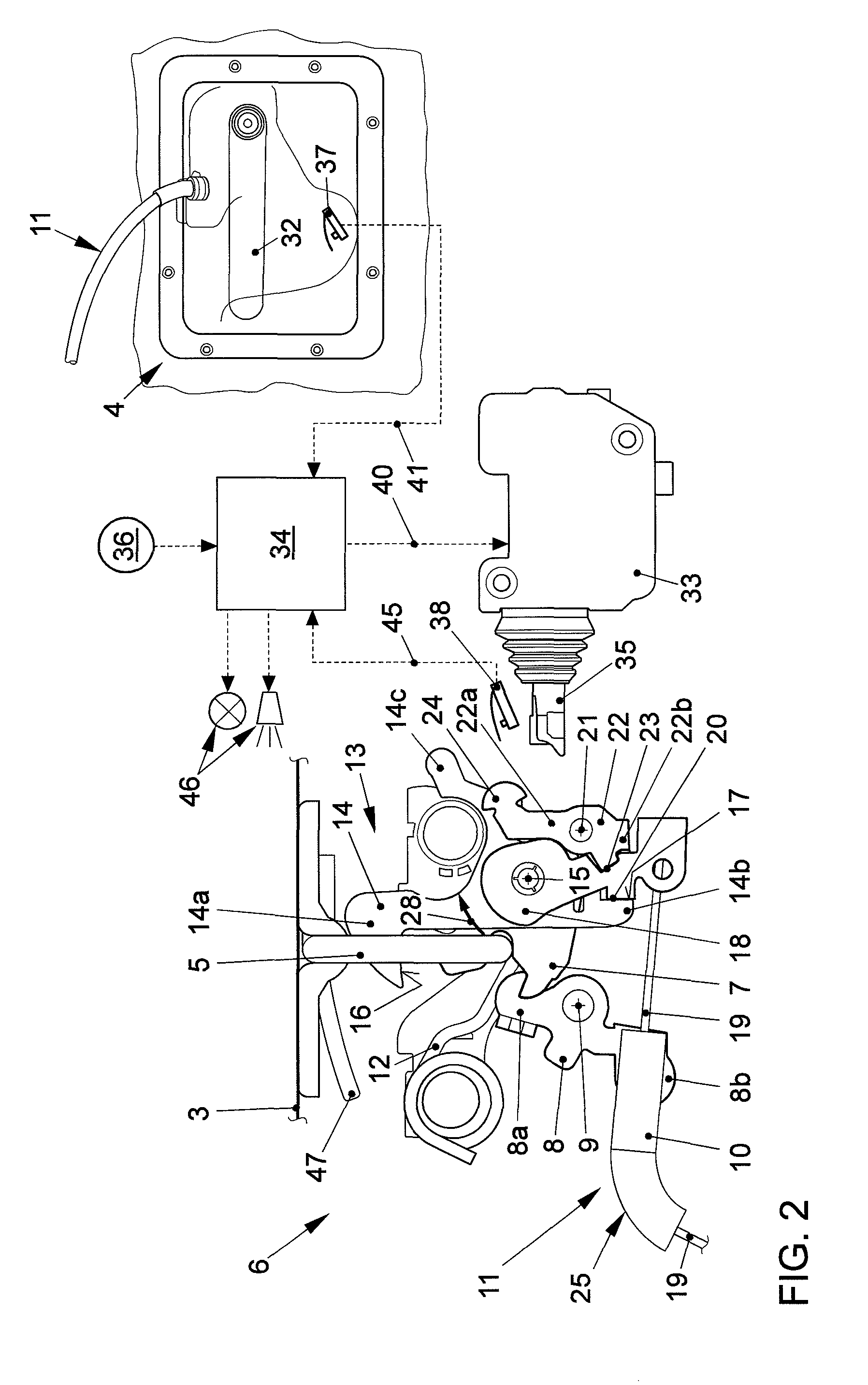 Emergency release locking system, vehicle thereto, and method for operating the locking system