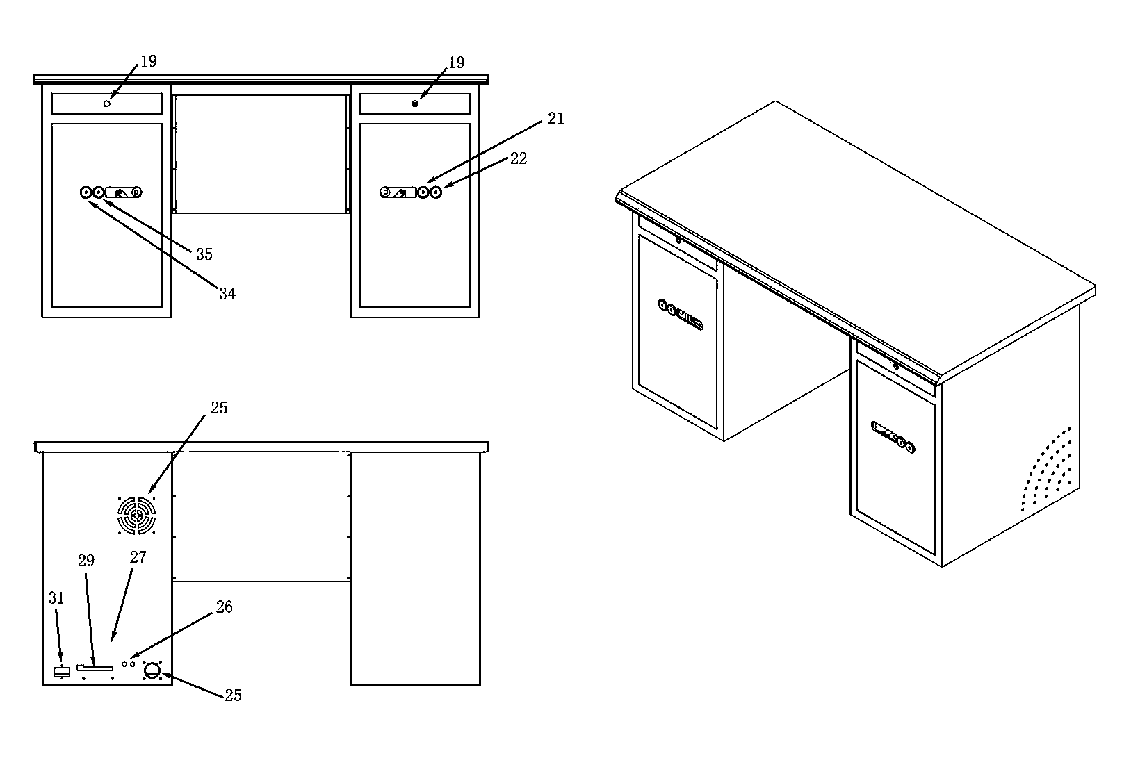 Double-wing type security terminal desk and controlling system thereof